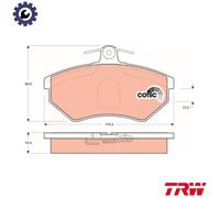 TRW Front Brake Pad Set for Audi 80 ADA 1.6 Litre August 1993 to June 1994