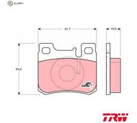 TRW Brake Pad Set GDB1130 - Mercedes-Benz 190/W124 Rear Axle 54.4x61.7x15mm