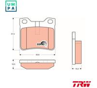 TRW Brake Pad Set GDB1276 – Disc Brake – Fits Peugeot 406 (Estate/Coupe/Sedan), 605