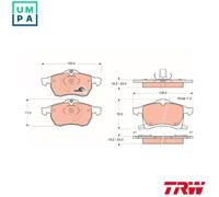 TRW Brake Pad Set GDB1350 - Front, for Opel Astra G (1.8 16V, 2.0 16V, 2.0TD)