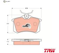 TRW Brake Pad Set GDB1504 COTEC, rear 17mm, no wear sensor, screws, Peugeot 308 I, Partner II Tepee