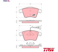 Brake pads GDB1556 TRW for VW MULTIVAN Mk V TRANSPORTER Mk V Platform/Chassis
