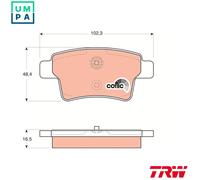 TRW Brake Pad Set GDB1692 - Set of 4 - Rear Axle - for Citroen C4 Grand Picasso I (2006-2013)