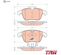 TRW Front Brake Pad Set GDB1705 for Jaguar XF 3.0 Litre March 2009–March 2015