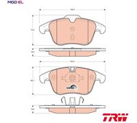 TRW Front Brake Pad Set GDB1705 for Jaguar XF 3.0 Litre March 2009–March 2015