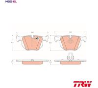TRW Brake Pad Set GDB1727 - Rear for BMW 5 (E60) 2005-2009, 520i/523i/525i/530/520d/530d