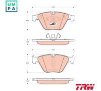 TRW Front Brake Pad Set GDB1729 for BMW 325xi N52NB25A 2.5 Sep 2005–Sep 2008