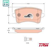 TRW Brake Pad Set GDB1765 - Rear - Fits Audi A4 (B8), A5 (Sportback/Convertible), Q5