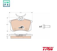 TRW Brake Pads GDB1973 - Disc Brake Set of 4 for Citroën Peugeot DS