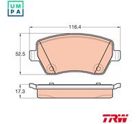TRW Brake Pad Set GDB2017, not prepared for wear warning indicator, Mercedes-Benz Citan Dualiner
