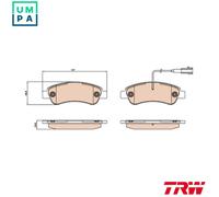 TRW Brake Pad Set GDB2068 – Disc Brake – Set of 4 – Fits Fiat, Peugeot, Citroën (Rear Axle)