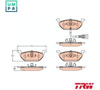 TRW Brake Pad Set GDB2108 – Front with GR.19.8 Sensor – Fits SEAT VW SKODA AUDI