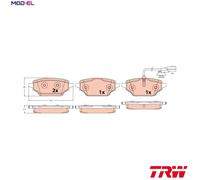 Fits TRW GDB2592 Brake Pad Set, disc brake GDB2592 Brake pads set rear , fits: