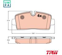 BRAKE PAD SET DISC BRAKE GDB2598 FOR IVECO DAILY/VI/Van F1CFL411B 3.0L 4cyl
