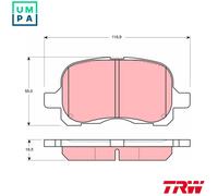 TRW Brake Pad Set GDB3204 - Disc Brake - Fits TOYOTA Corolla