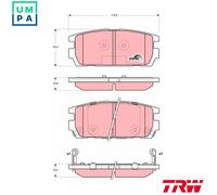TRW Brake Pad Set GDB3296 – Rear Disc for Hyundai Terracan (2001+)