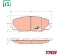 TRW Brake Pad Set GDB3424 COTEC - Front, no wear indicator - Fits Toyota RAV4 III/IV, Auris