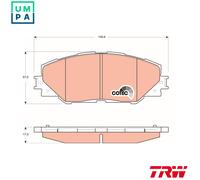 TRW Brake Pad Set GDB3424 COTEC - Front, no wear indicator - Fits Toyota RAV4 III/IV, Auris