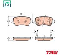 TRW Brake Pads GDB3585 – Set of 4, Rear Axle for Kia Cee'd (JD) 2012–2018