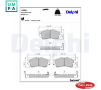 Delphi Brake Pad Set Low-Metallic LP1063 - Disc Brake for Mazda Xedos 9 / B-Series