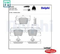Rear Disc Brake Brake Pad Set Delphi LP1835 Fits Volvo XC90 Braking System