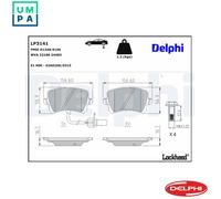 Delphi LP3141 Brake Pads Set Rear With Anti-Squeak Plate Fits Audi A5 Q3