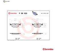 P06025 Rear Brake Pad Set 4x Pads Prepared For Wear Indicator Braking By Brembo
