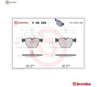 P06026 Rear Brake Pad Set 4x Pads Prepared For Wear Indicator Braking By Brembo