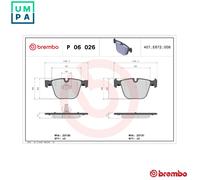 P06026 Rear Brake Pad Set 4x Pads Prepared For Wear Indicator Braking By Brembo