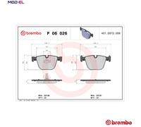P06026 Rear Brake Pad Set 4x Pads Prepared For Wear Indicator Braking By Brembo