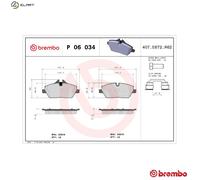 Brake pads P 06 034 BREMBO for MINI BMW