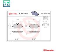 Brake pads P 06 034 BREMBO for MINI BMW