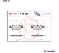 Brembo Front Brake Pad Set P06035 – 4x Pads, Wear Indicator, Piston Clip, Fits BMW 1 & 3 Series