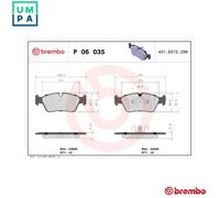 Brembo Front Brake Pad Set P06035 – 4x Pads, Wear Indicator, Piston Clip, Fits BMW 1 & 3 Series