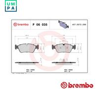 BRAKE PAD SET DISC BRAKE P 06 035X FOR BMW 1/E87/E9 M47D20 N47D20A/C N46B20 2.0L