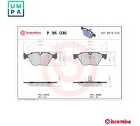 P06036 Front Brake Pad Set 4x Pads Prepared For Wear Indicator Braking By Brembo