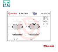 BRAKE PAD SET DISC BRAKE P 06 037X FOR BMW N46B20E/B20CB 2.0L 4cyl 3 SERIES 2.0L