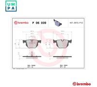 P 06 039 Disc Brake Brake Pad Set Rear Fits BMW 3 Touring Coupe By Brembo