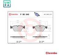P 06 040 Disc Brake Brake Pad Set Front Fits BMW 1 Coupe Convertible 3 By Brembo