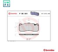 P06041 Front Brake Pad Set 4x Pads Prepared For Wear Indicator Braking By Brembo