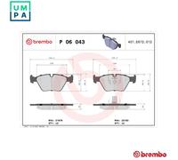 P06043 Front Brake Pad Set 4x Pads Prepared For Wear Indicator Braking By Brembo