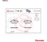 Brake pads P 06 051 BREMBO for MINI MINI Roadster MINI Convertible MINI