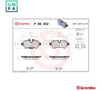 Brake pads P 06 052 BREMBO for MINI MINI MINI Roadster MINI Convertible