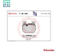 BREMBO Brake Pad Set Rear With Counterweights Fits BMW 1 Series 3 Series