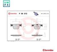 P06072 Rear Brake Pad Set 4x Pads Prepared For Wear Indicator Braking By Brembo