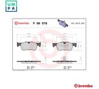 BRAKE PAD SET DISC BRAKE P 06 078 FOR BMW 1/F20 B37D15A B38B15A 1.5L 3cyl 1 F20
