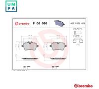 BRAKE PAD SET DISC BRAKE P 06 086 FOR MINI COUNTRYMAN/COOPER PACEMAN/HATCH 2.0L