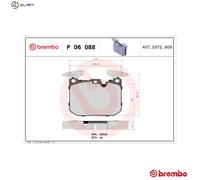 P06088 Front Brake Pad Set 4x Pads Prepared For Wear Indicator Braking By Brembo