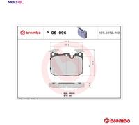 P06096 Front Brake Pad Set 4x Pads Prepared For Wear Indicator Braking By Brembo