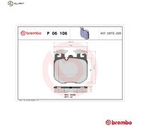 P06106 Front Brake Pad Set 4x Pads Prepared For Wear Indicator Braking By Brembo